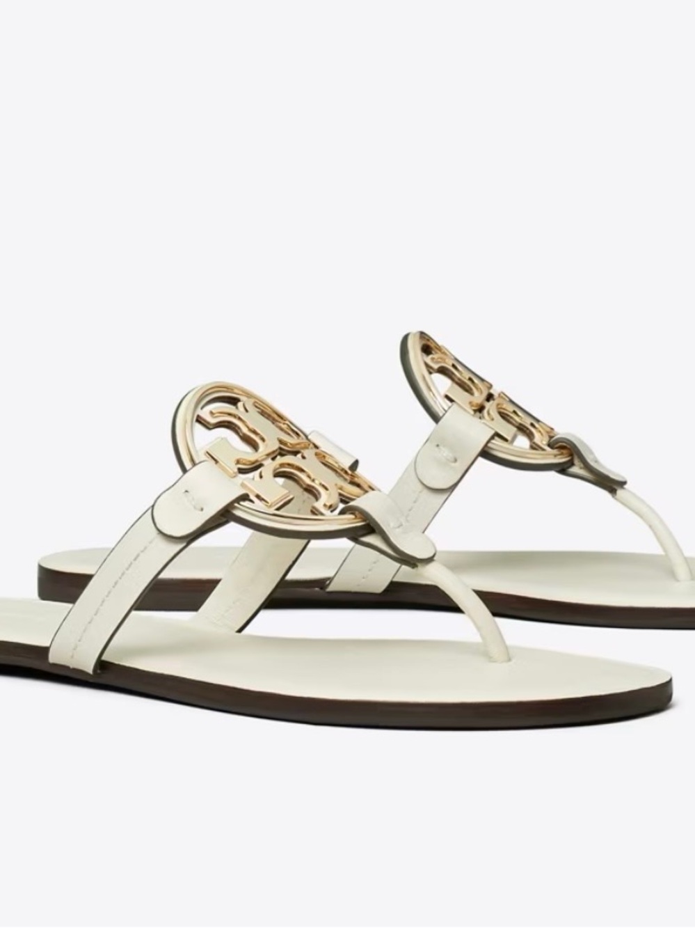 Tory Burch Metal Miller Sandals Cream and Gold - Picture 2 of 5